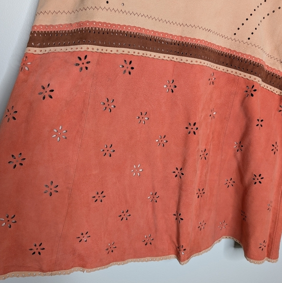 Odille Anthropologie Suede Skirt Orange Tan sz 12 - Picture 3 of 10